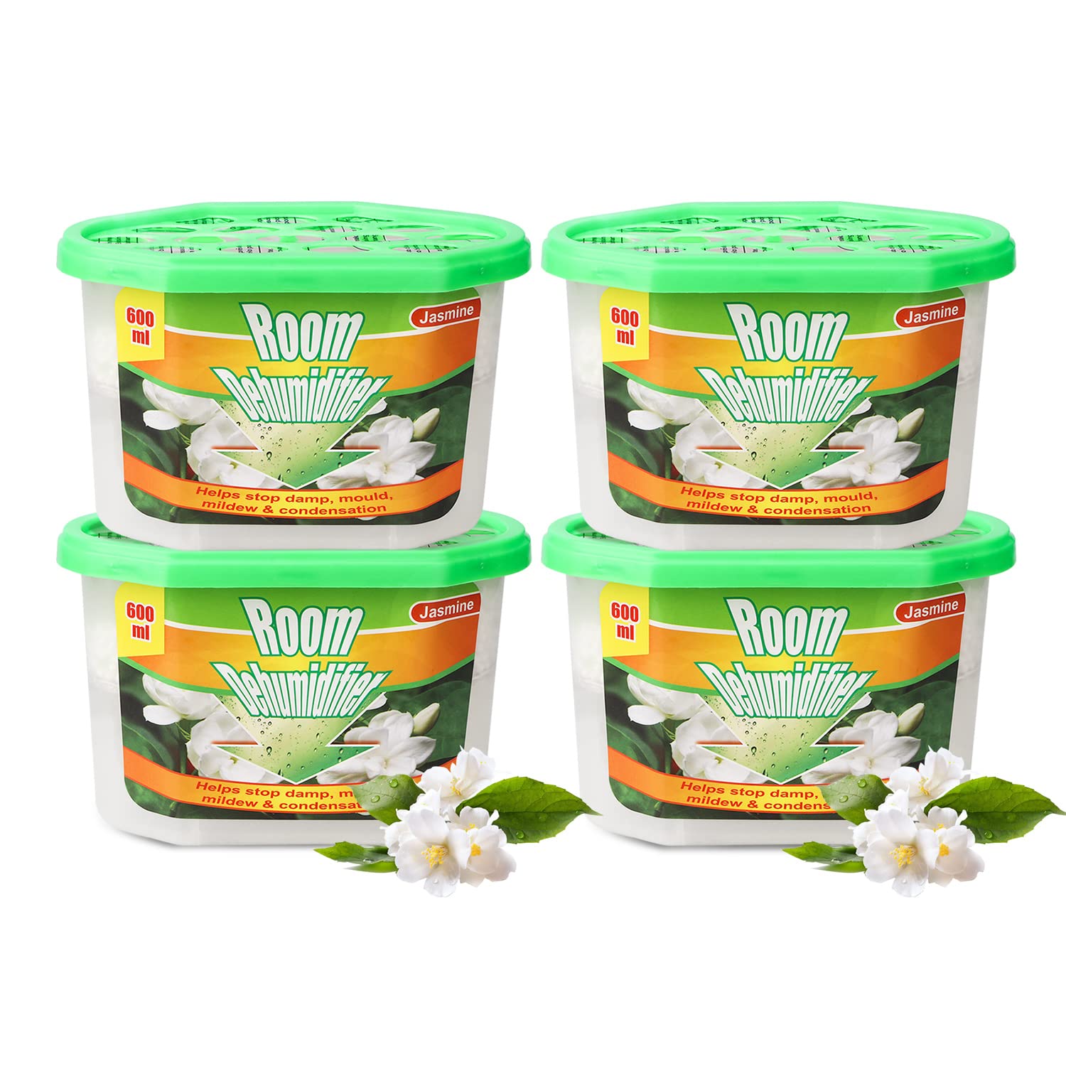 Homarket Moisture Absorber Box - 4 Packs, Jasmine Odor Eliminator and Dehumidifier for Closet, Bedroom and Kitchen.