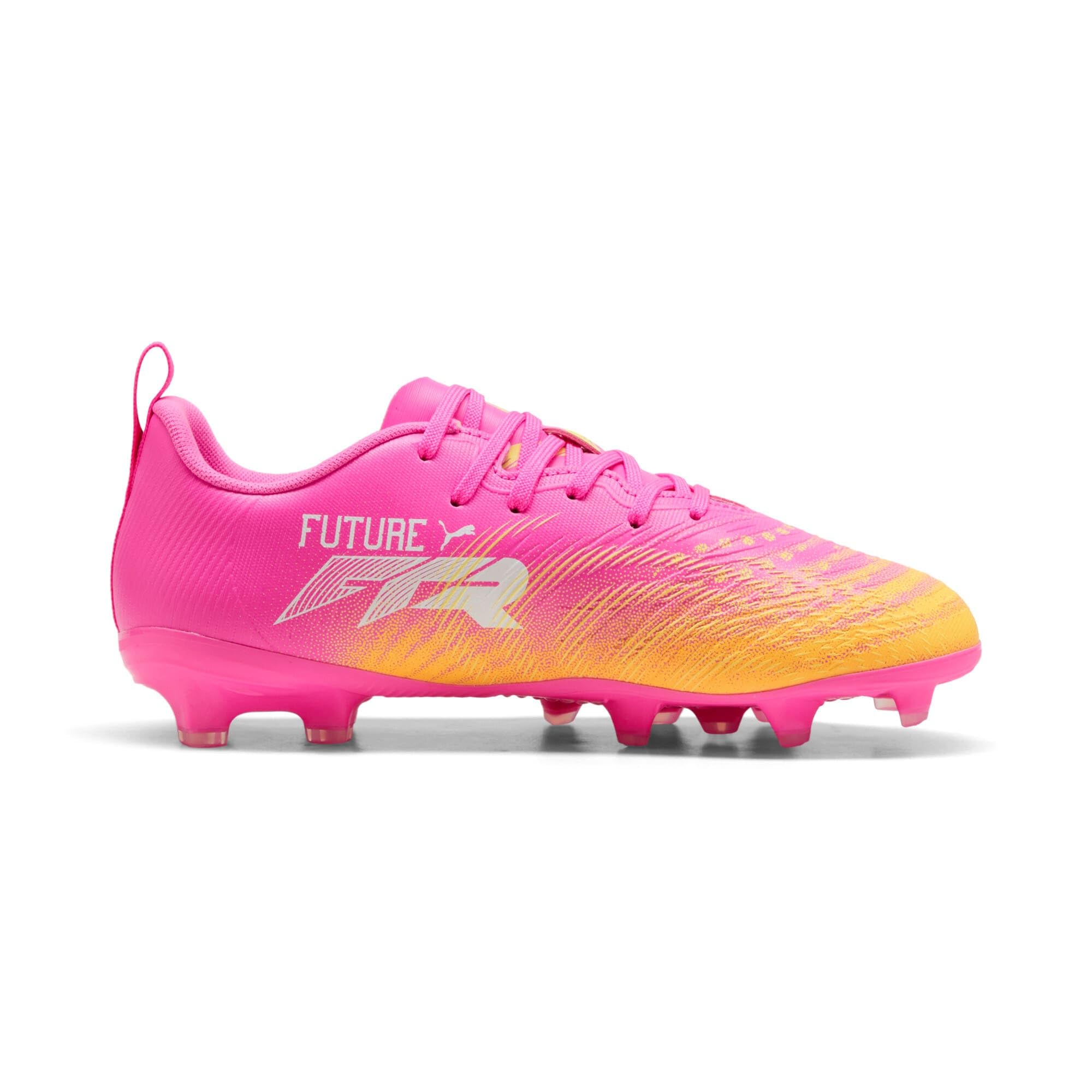 PUMA Future 9 Play FG/AG JR Scarpe da Calcio, Poison Pink-Sun Stream-Bright Aqua White, 3.5 UK, Poison Pink Sun Stream Bright Aqua PUMA White, 36 EU