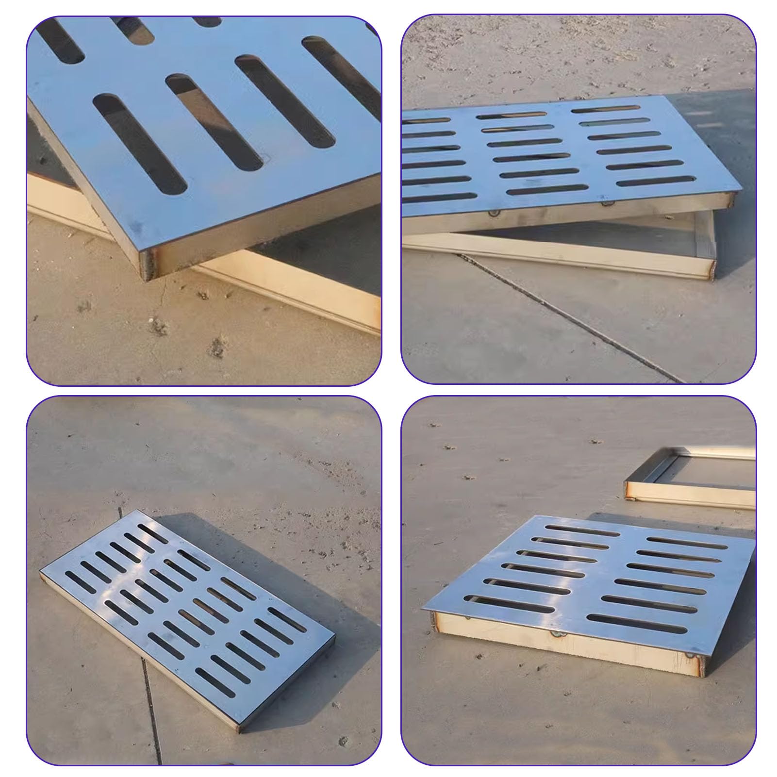 Copertura di scarico per esterni, griglia di scarico con telaio, griglia quadrata per acque reflue in acciaio inox 304, spessore 3 mm (350 x 350 x 30 mm)