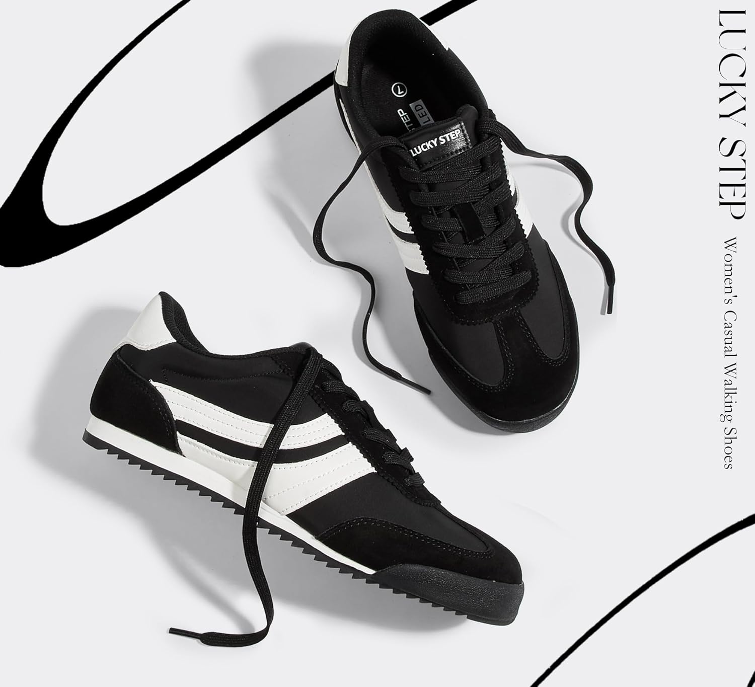 LUCKY STEP Women's Fashion Sneakers Thin Sole Lace up Tennis Shoes Lightweight Walking Running Gym Workout Classic Retro Footwear Anti Slip Trainers - Image 7