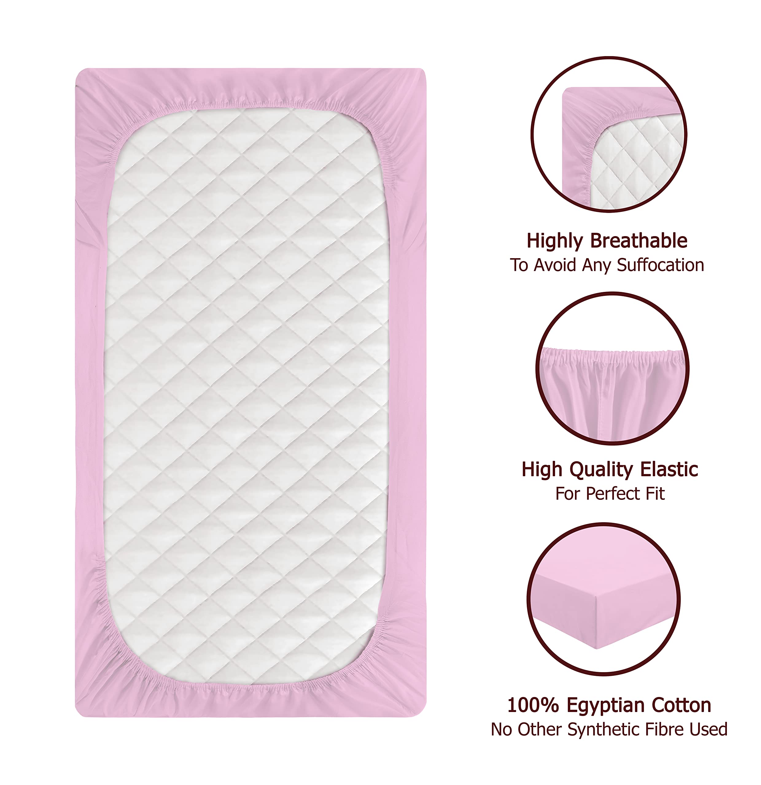 Next To Me - Set di 3 lenzuola con angoli per culla (83-85 x 50-51 cm) | 100% puro cotone, 2 lenzuola con angoli e 1 coprimaterasso impermeabile (rosa)