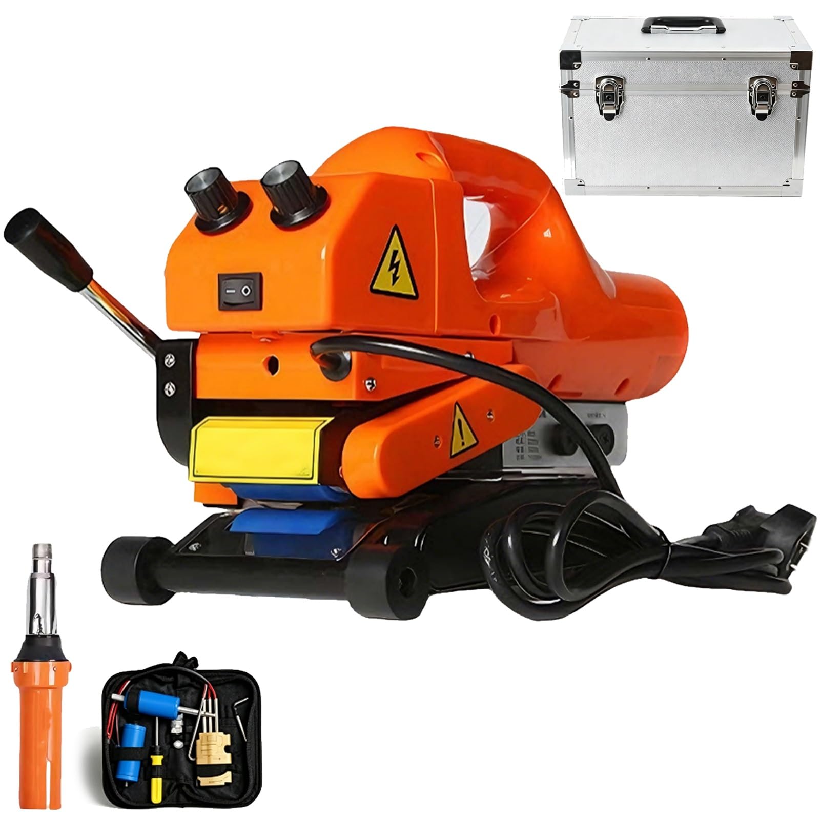 Troqullium Rubber Tire 1100W Geomembrane Welding Machine, Plastic Membrane Hot Wedge Welder, 0.5-5M/Min Welding Tool, For Sealing Welding Hdpe, Eva And Pvc, Etc(,10Cm)