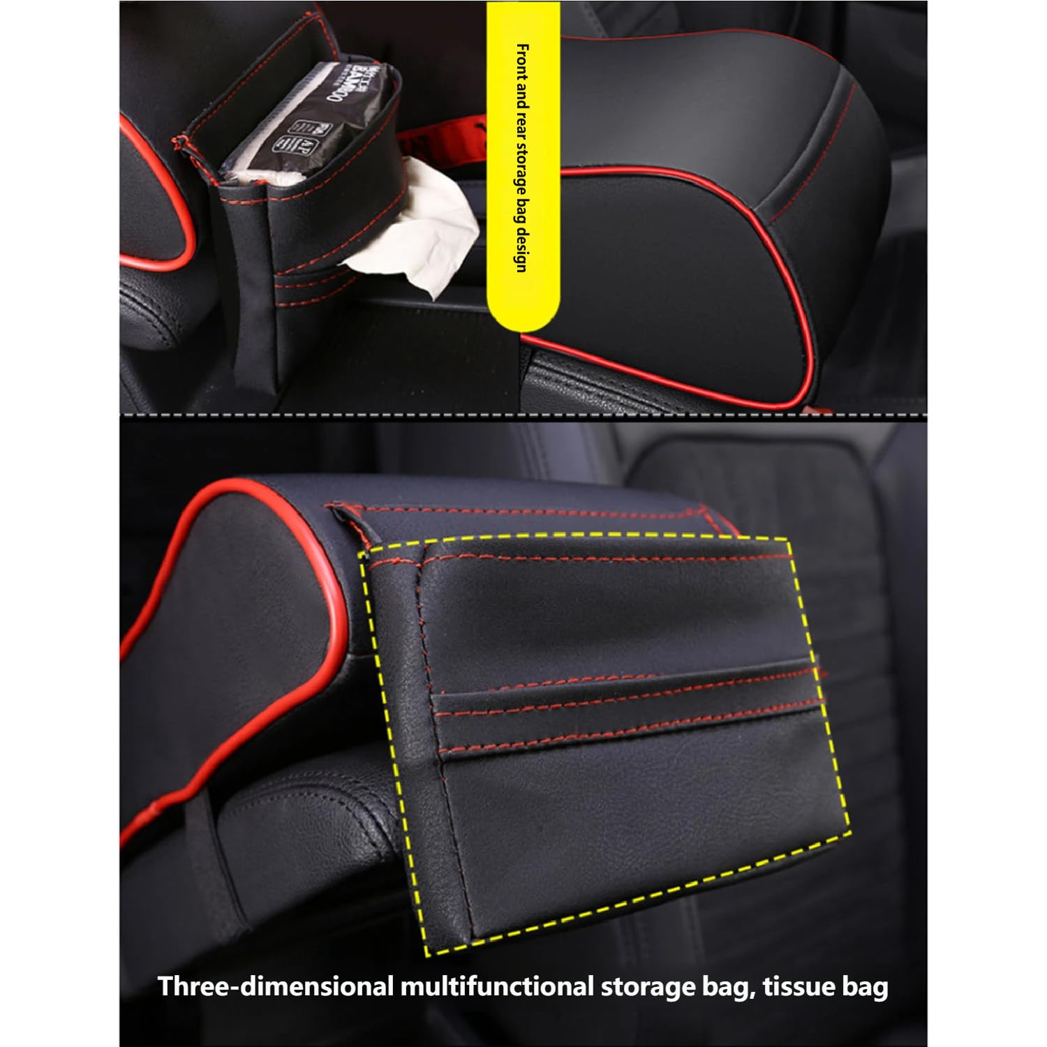 Cuscino Bracciolo Auto per Toyota Yaris Cross 2021-2026 Rialzo Consolle Centrale Memory Foam Supporto Braccio Accessorio Interni con Tasca Laterale,Black Style