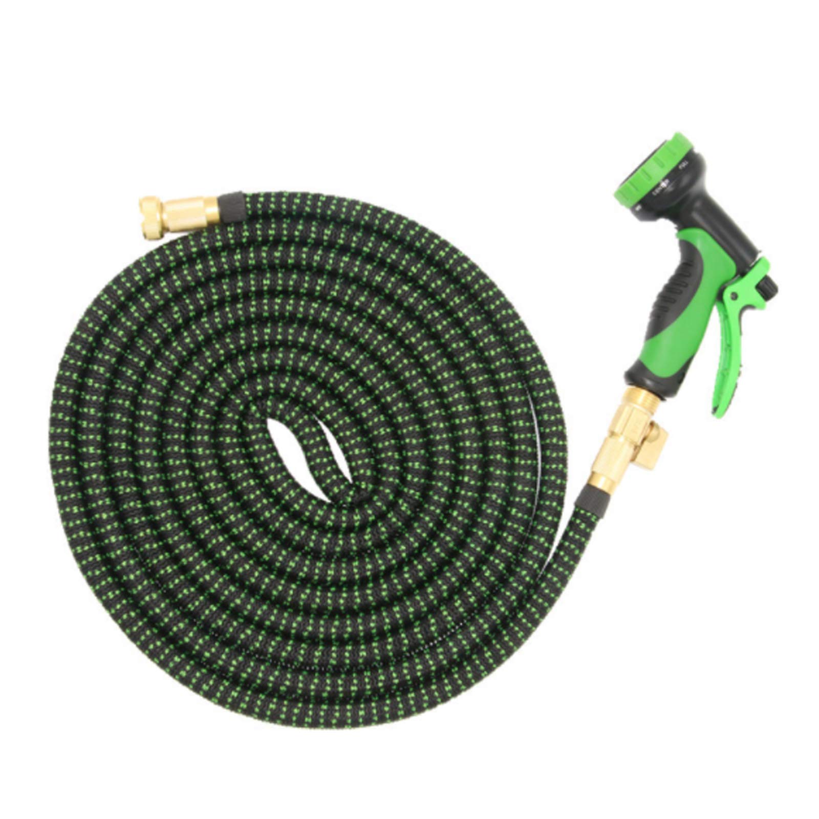 Dehnbarer Wasserschlauch, Flexibler Gartenschlauch, Auslaufsicherer Erweiterbarer Wasserschlauch, Knickfreier Flexibler Schlauch, 8 Funktionen Gartenhanddusche,50FT 15m
