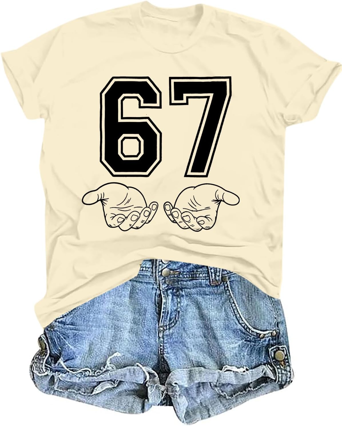 67 Shirt for Women Ice Cream Drip Meme T-Shirt Funny Six Seven Gen Alpha Slang Tee 67 Hand Math Graphic Top