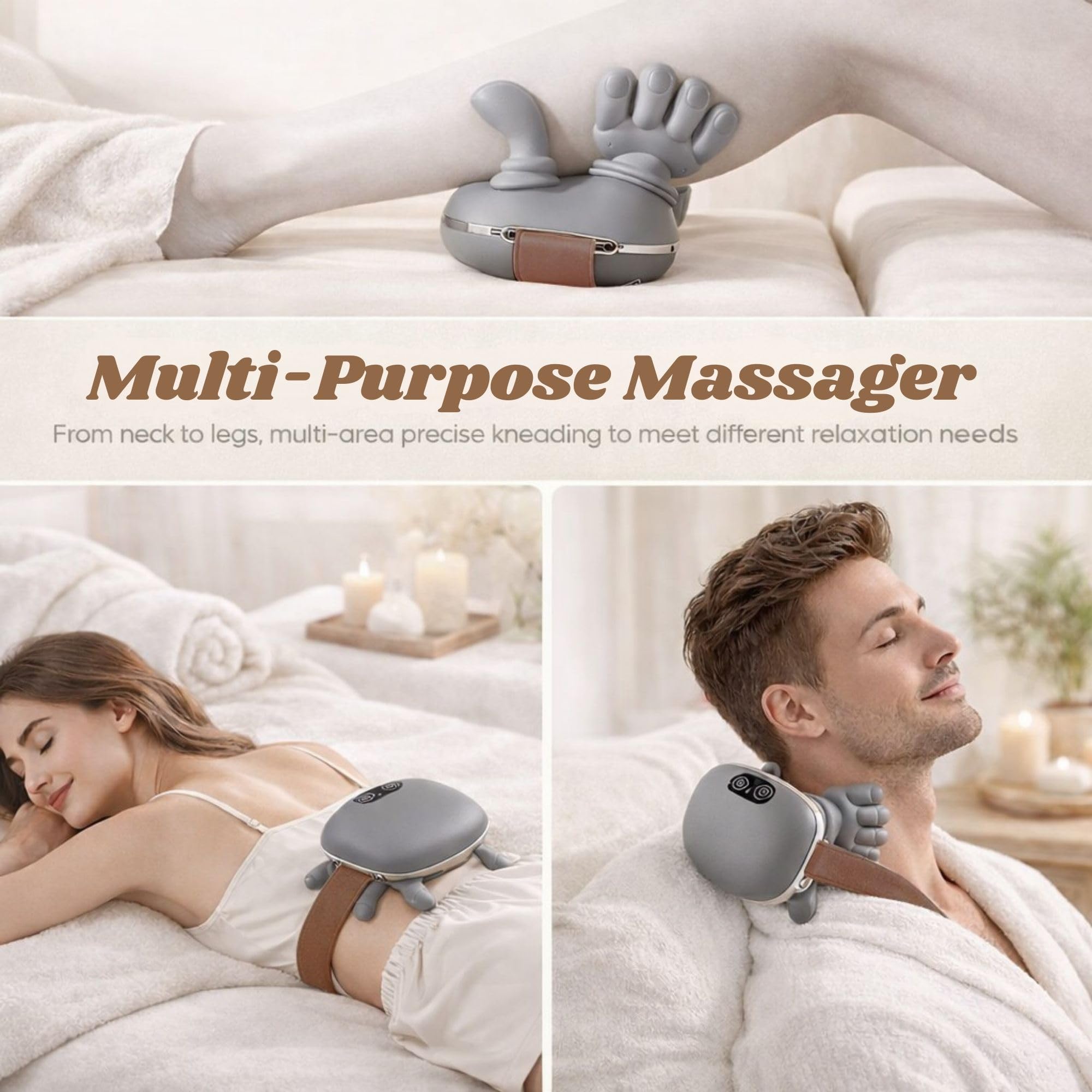 LIVINGPRO - Massaggiatore per collo e spalle con calore, shiat per tessuti profondi con palma bionica 4D, massaggio simulato delle mani umane, 3 intensità regolabili, sollievo dal dolore portatile per