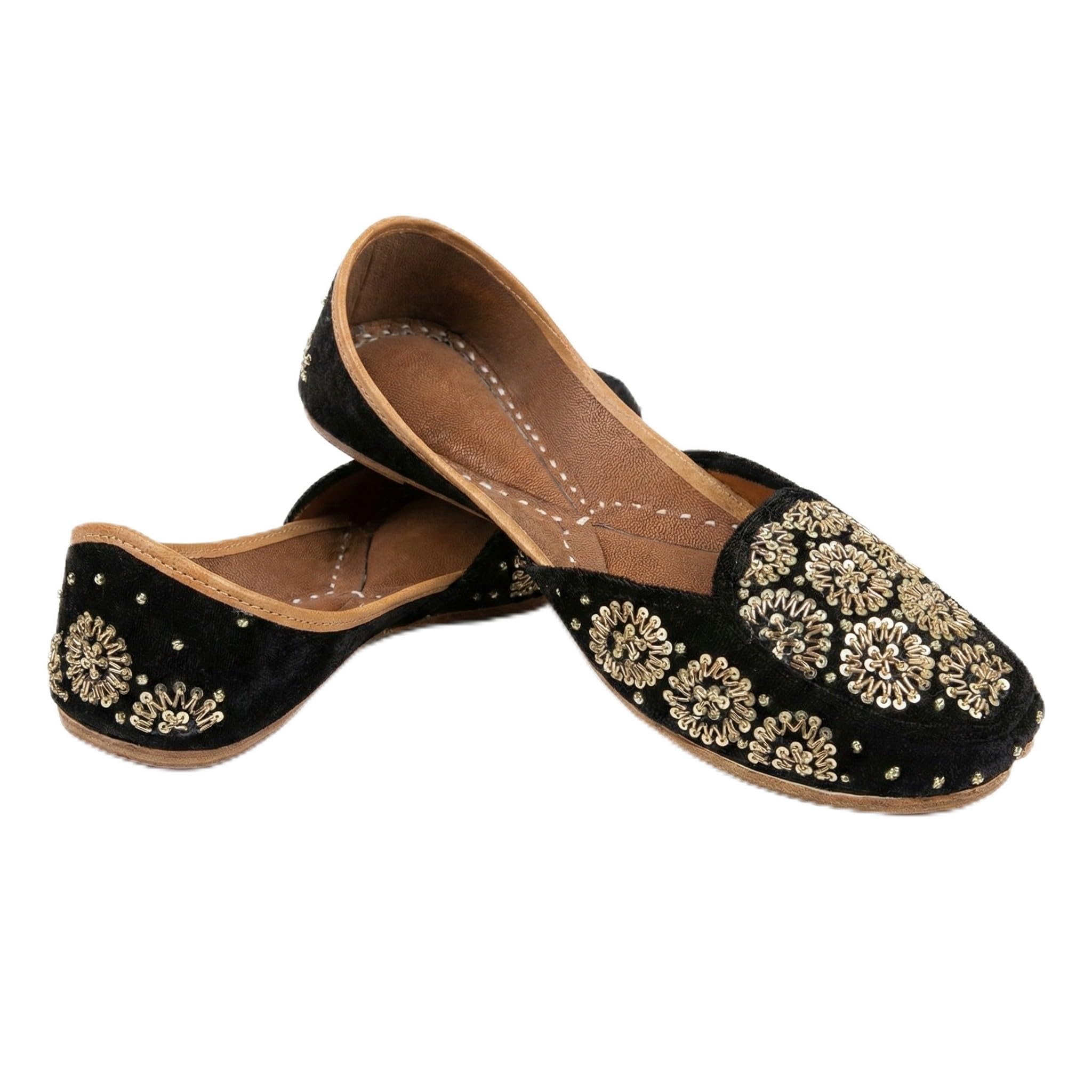 Noor Black Velvet Embroidered Jutti for Women |Handcrafted with Sequin and Thread Work | Model C5-image-43