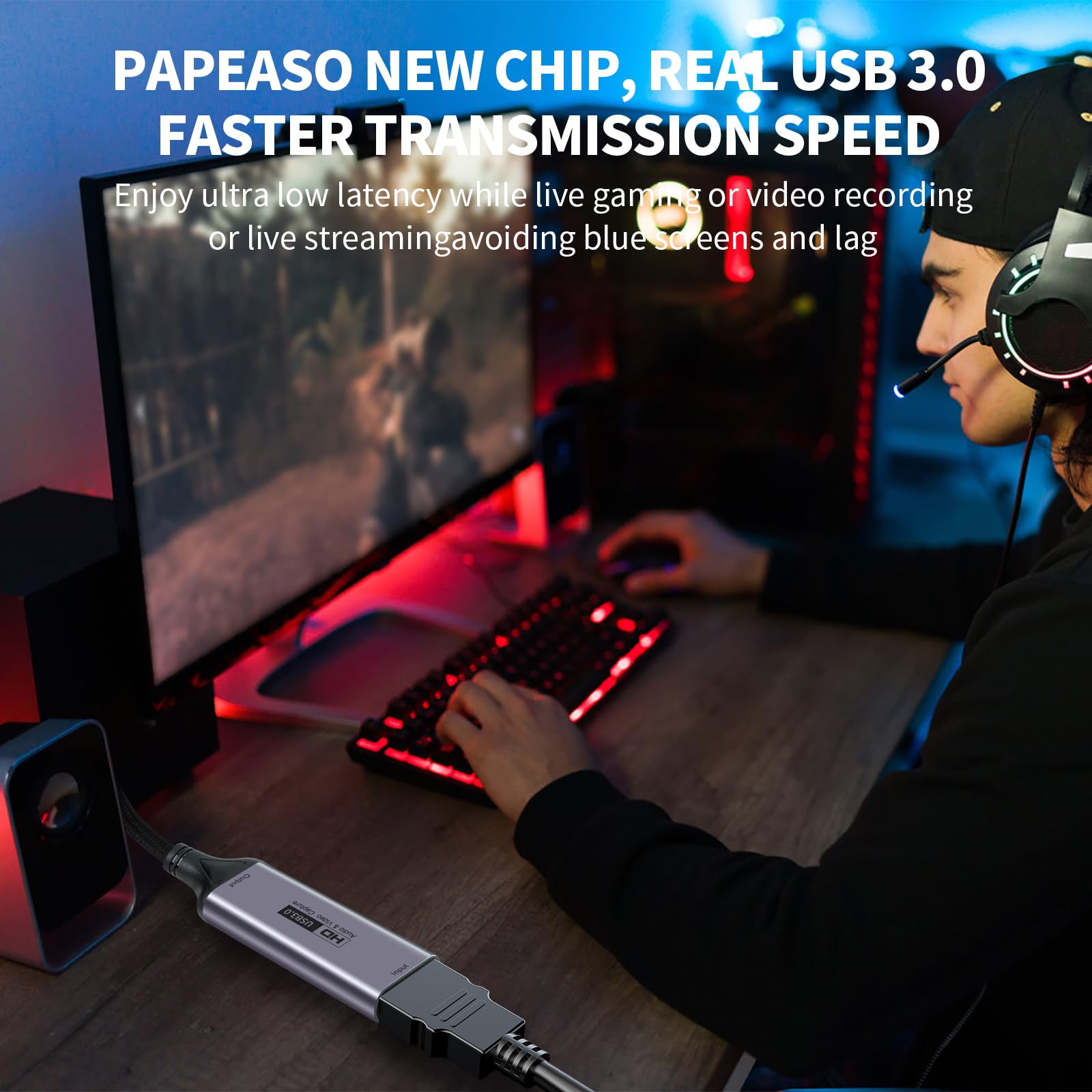 Scheda Acquisizione Video Papeaso HDMI To USB-C - 1080P 60FPS Per Streaming