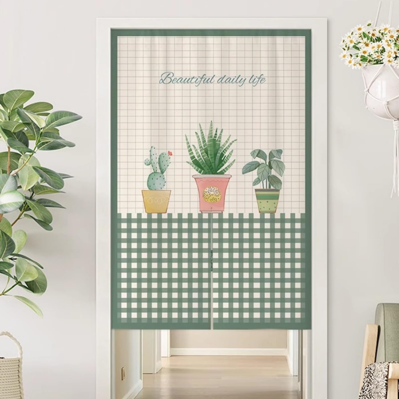 Guest Ruyunlai M06 Green Plants Japanese Noren Doorway Curtain, 100X150cm