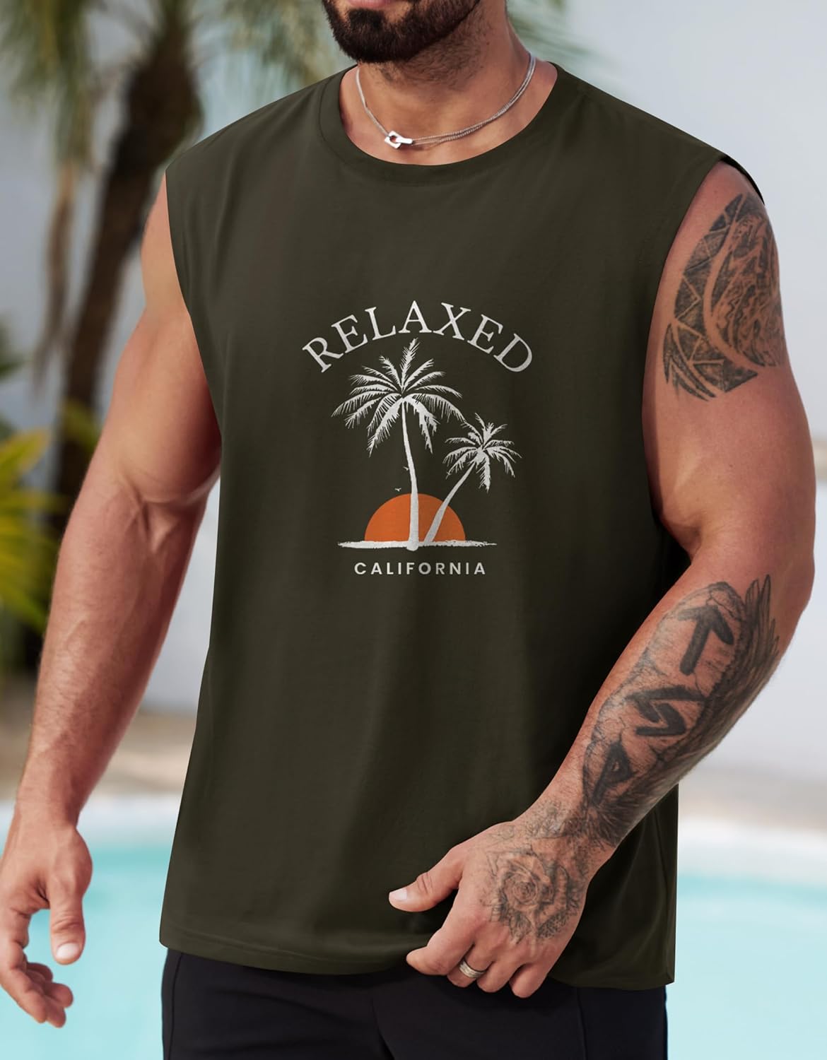 Mens Beach Summer Tank Tops Palm Tree Graphic Vacation Muscle Sleeveless Shirts (S-3XL) - Image 3