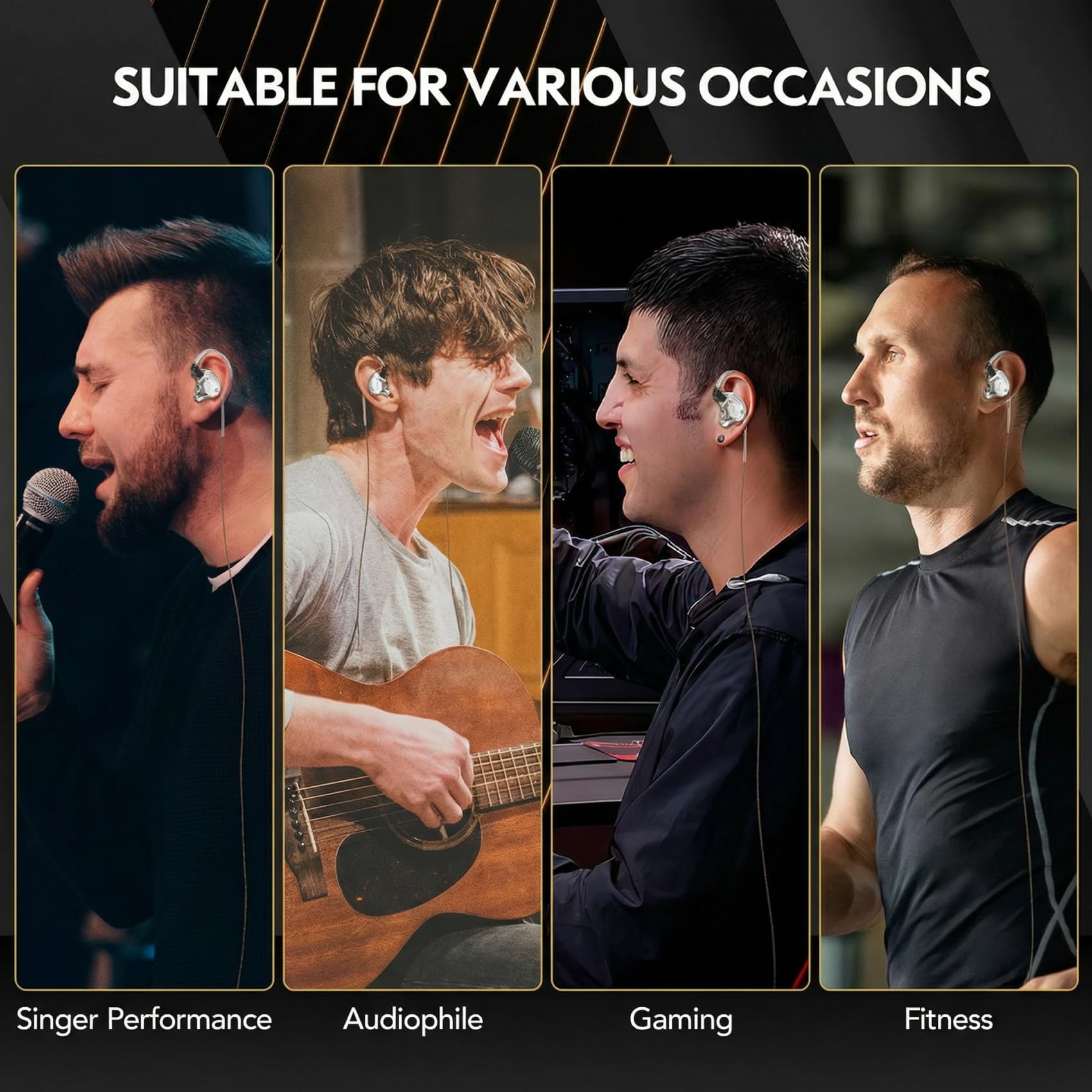 Yinyoo KZ ZS10 Pro 1DD 4BA - Auriculares in-Ear con Sonido estéreo cómodo con cancelación de Ruido híbrido y dinámico, con Armadura equilibrada, Color Negro y sin micrófono.