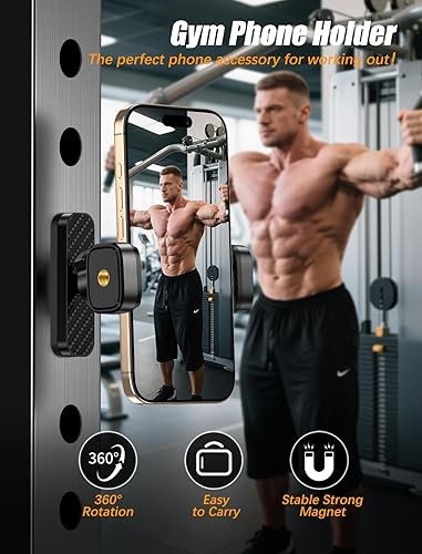 Miniatura 2 de Soporte magnético para teléfono de gimnasio soporte magnético ajustable de 360 grados, accesorios de gimnasio para hombres y mujeres, compatible con