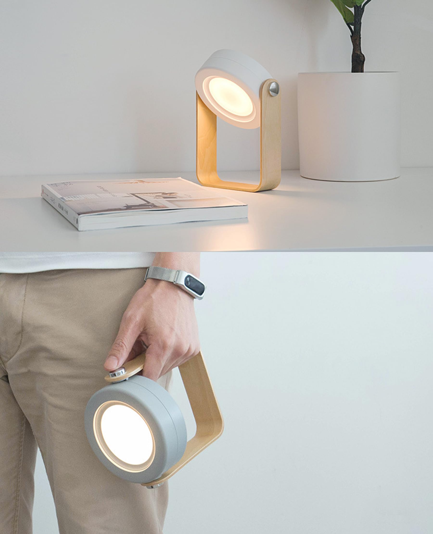 Einziehbares Nachtlicht, Augenpflege, Leselampe, Touch-Schreibtischlampe, Handheld-Nachtlicht, 3-Gang-Helligkeit, tragbare Taschenlampe (weiß)