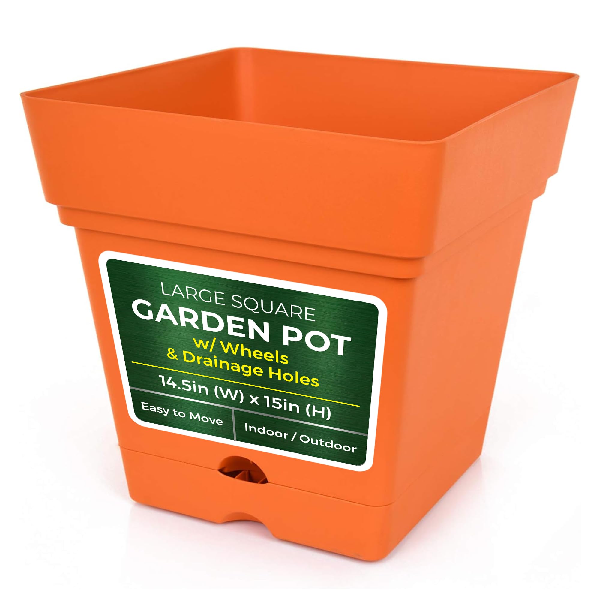 Mintra Home Large Garden Pot with Wheels Orange