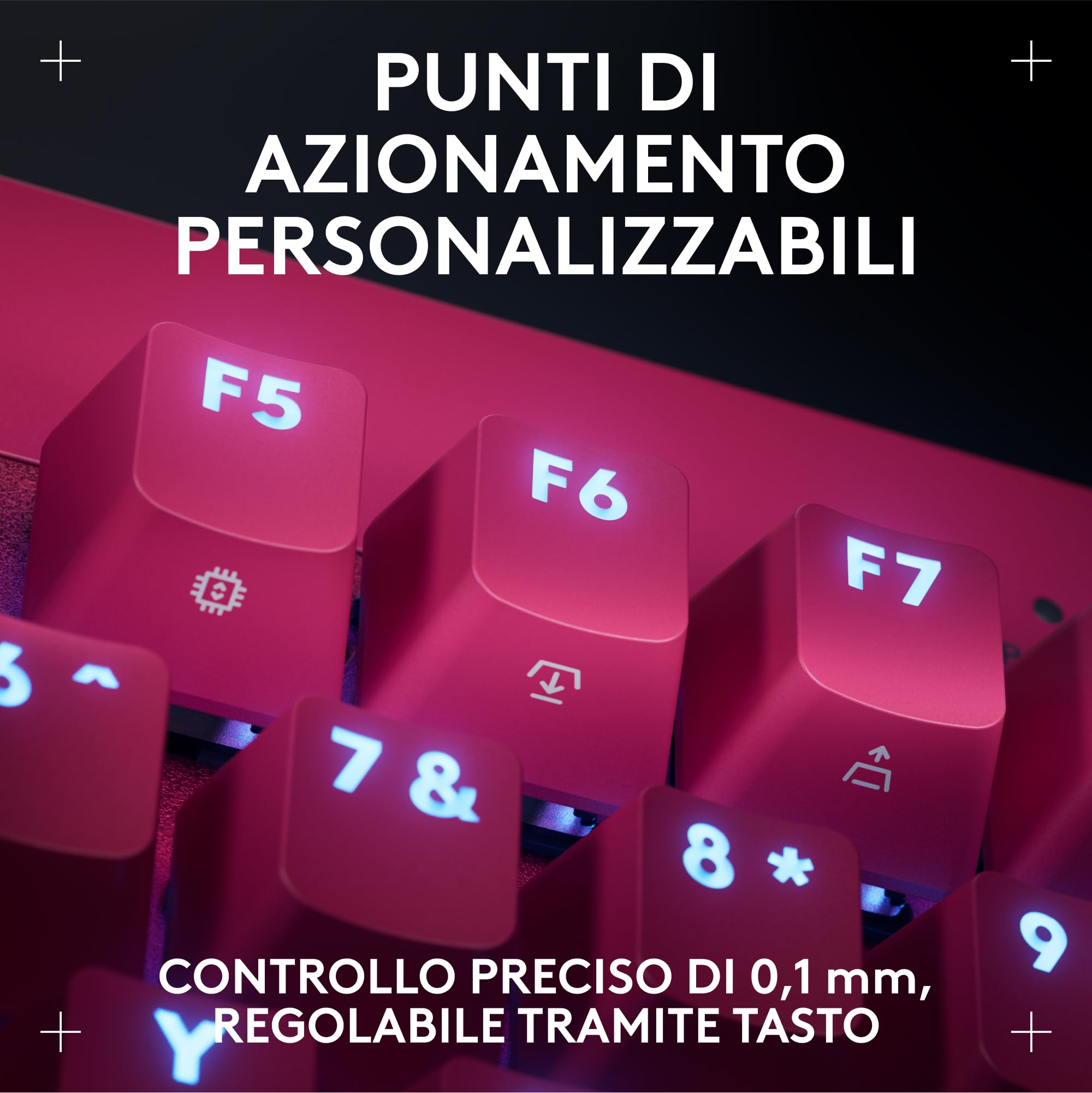Logitech G PRO X TKL RAPID, tastiera gaming senza tastierino numerico con interruttori analogici magnetici, modalità di attivazione rapida, azionamento e RGB personalizzabile, US INT'L QWERTY-Magenta