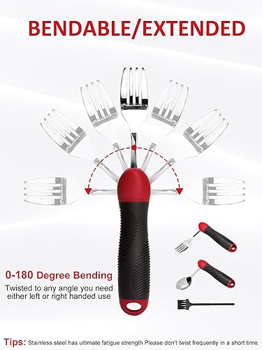 Miniatura 7 de Utensilios adaptativos, suministros especiales con peso, juego de tenedor, agarre débil y ayuda para discapacitados y Parkinson para vivir, artritis