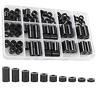 Vista 11 de Exqutoo 300Pcs Arandelas Redondas de ABS, DI 3mm, DE 7mm; 4mm, 8mm; 5mm, 9mm; 6mm, 11mm; Varias Longituds, Arandelas sin Rosca Adecuadas