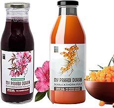 My Pahadi Dukan Himalayan Sea Buckthorn Concentrate Pulp 300ml and Buransh (Rhododendron) Juice 300ml | Rich in Omega & Vitamin C | No Added Sugar | Antioxidant | Heart & Skin Health Drink