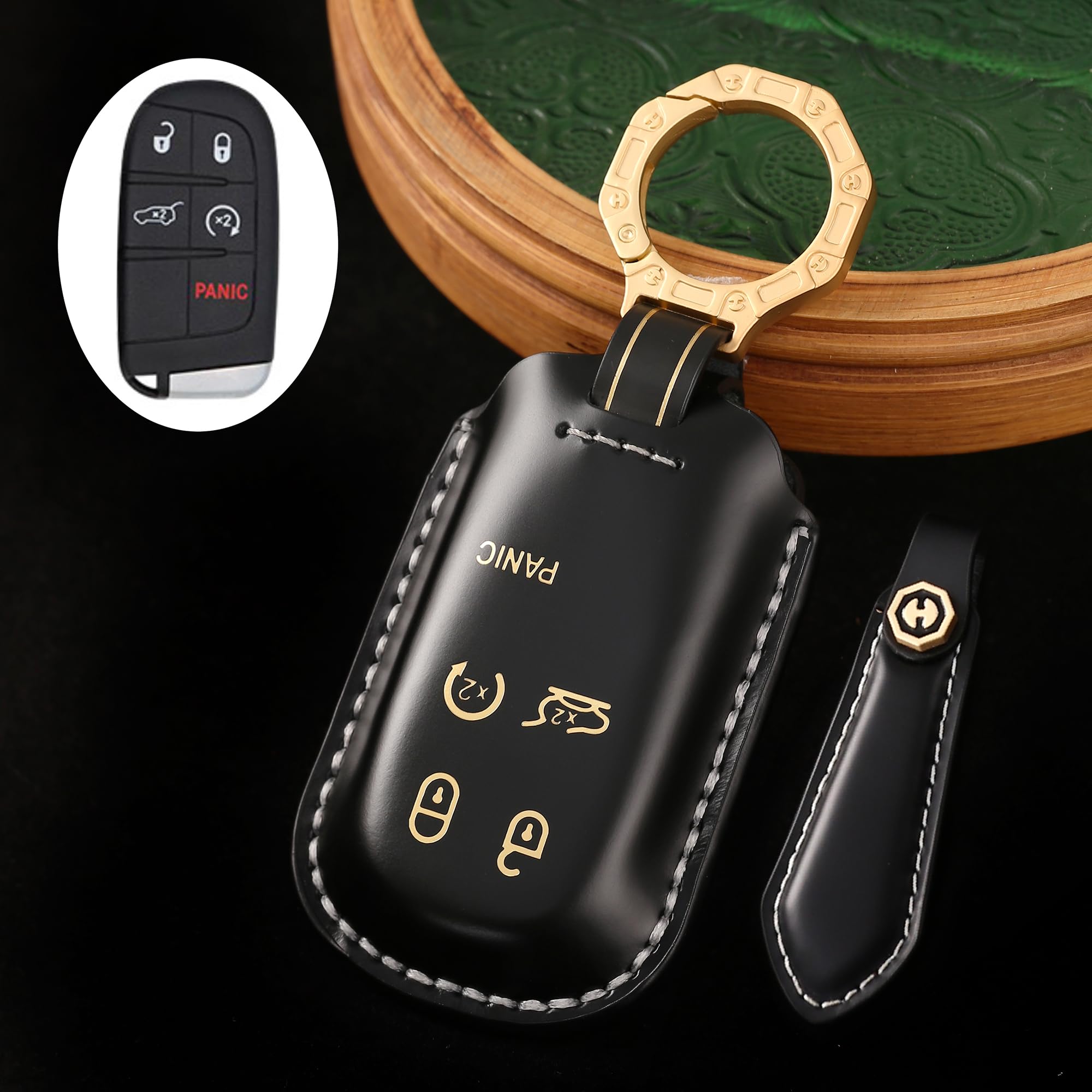 Pasuje do etui na klucze Jeep z prawdziwej skóry bydlęcej, etui na klucze