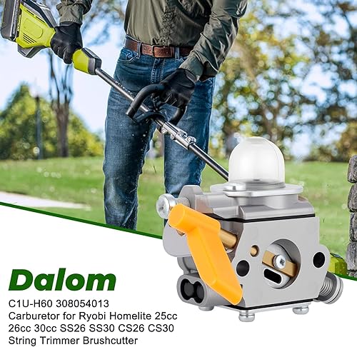 Miniatura 2 de Dalom Carburador C1U-H60 para Ryobi Homelite 25cc 26cc 30cc SS26 SS30 CS26 CS30 desbrozadora de cuerda 985624001 308054003 308054077 985308001