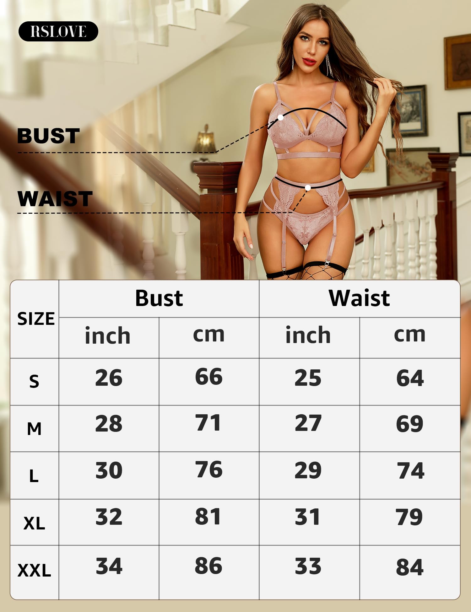 ZXLIHS Conjunto de lencería Sexy para Mujer con Sujetador y Bragas de Encaje Floral, 3 Piezas con Liguero