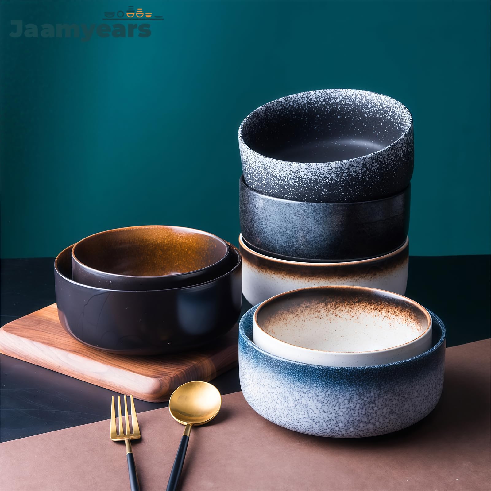 Ceramiczne miski do zupy, zestaw 4 sztuk, 850 ml, bezpieczne w kuchence mikrofalowej, porcelanowe miski obiadowe, kamionkowe miski na płatki i ryż, trwałe i wszechstronne przybory kuchenne
