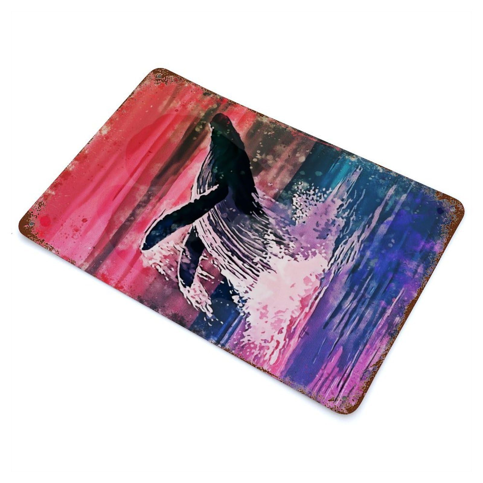 Whale Painting Retro Metal Sign 11.8"x7.9", Classic Wall Plaque for Garage, Pub Or Kitchen