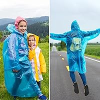 Vista 4 de Paquete de 4 impermeables portátiles, impermeables desechables de emergencia para niños, poncho de lluvia impermeable para viajes, campamento