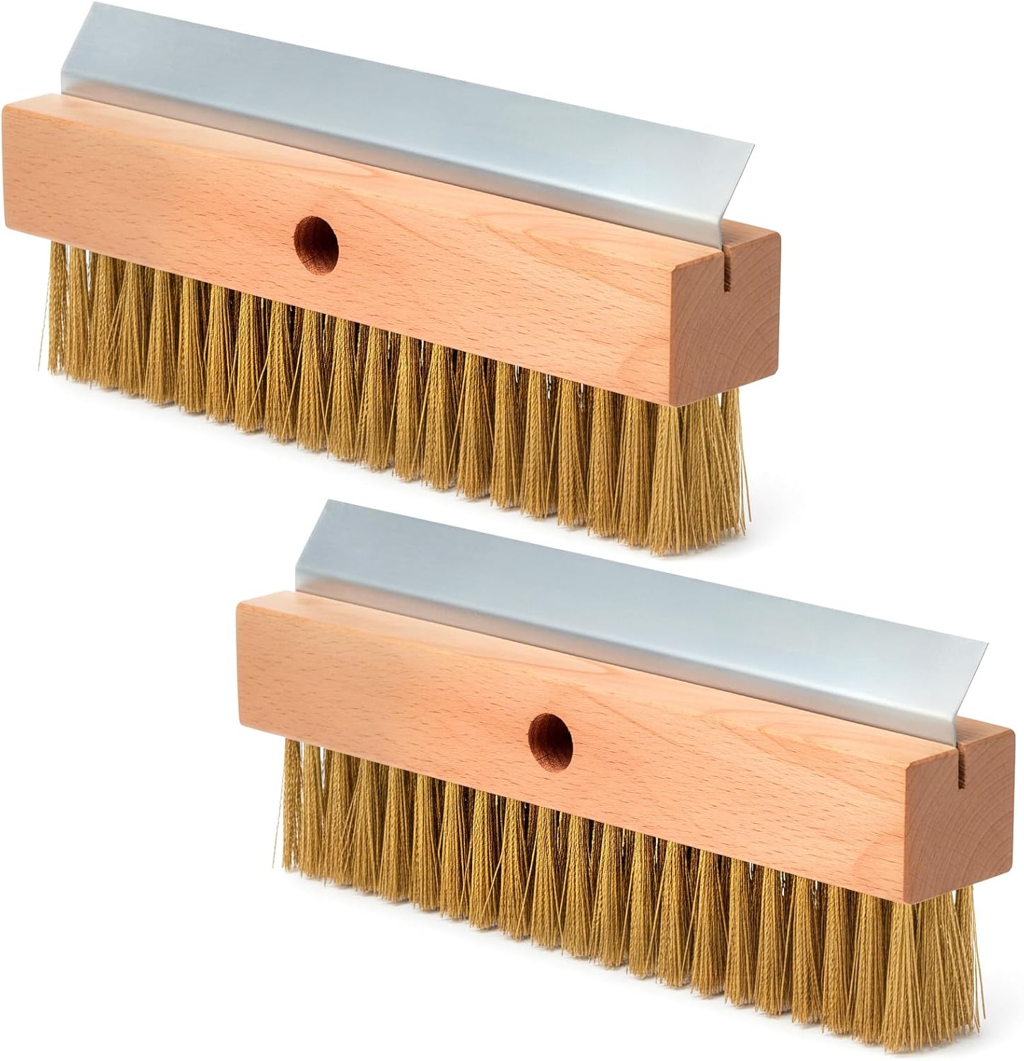 LemonRoad 2 Pcs Pizza Oven Brush with Rust Proof Steel Scraper Hard Brass Wire Suitable for Restaurants, Commercial Cleaning, Kitchens, Restaurants, Barbecue Grills