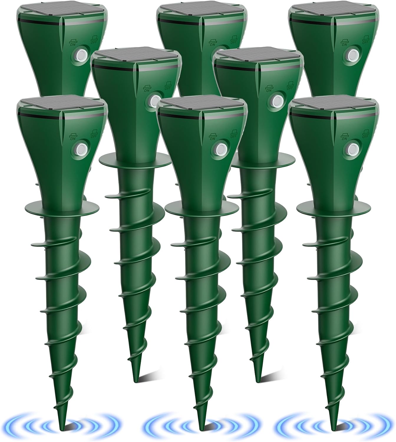 Mole Repeller for Lawns,8 Packs Solar Powered Vole Repellent Ultrasonic Pest Control Stake, Waterproof Sonic Pulse Deterrent for Gopher Vole Snake in Lawn, Garden & Yard 8 Green - Image 1 of 8