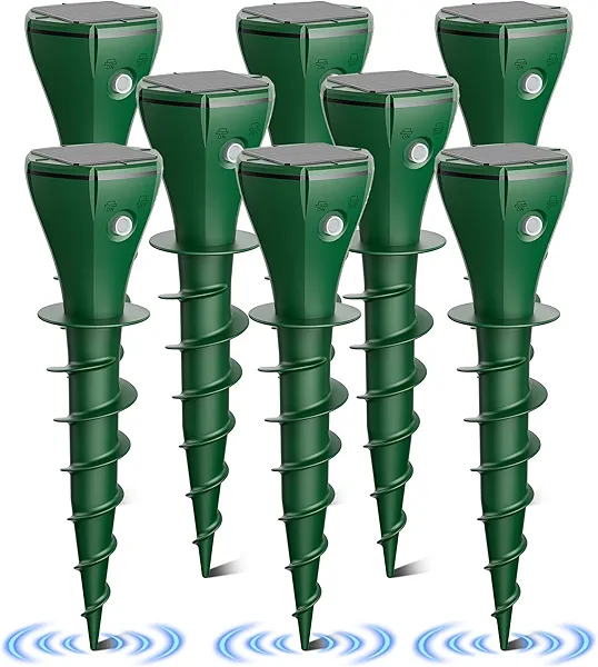 Oustpex Mole Repeller for Lawns，Solar Powered Vole Repellent Ultrasonic Pest Control Stake, Waterproof Sonic Pulse Deterrent for Gopher Vole Snake in Lawn, Garden & Yard