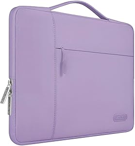 MOSISO Laptop Sleeve Compatible with MacBook Pro 16 inch with Touch Bar A2141, 15 15.4 15.6 inch Dell HP Asus Acer Samsung Sony Chromebook, Polyester Multifunctional Briefcase Bag, Light Purple