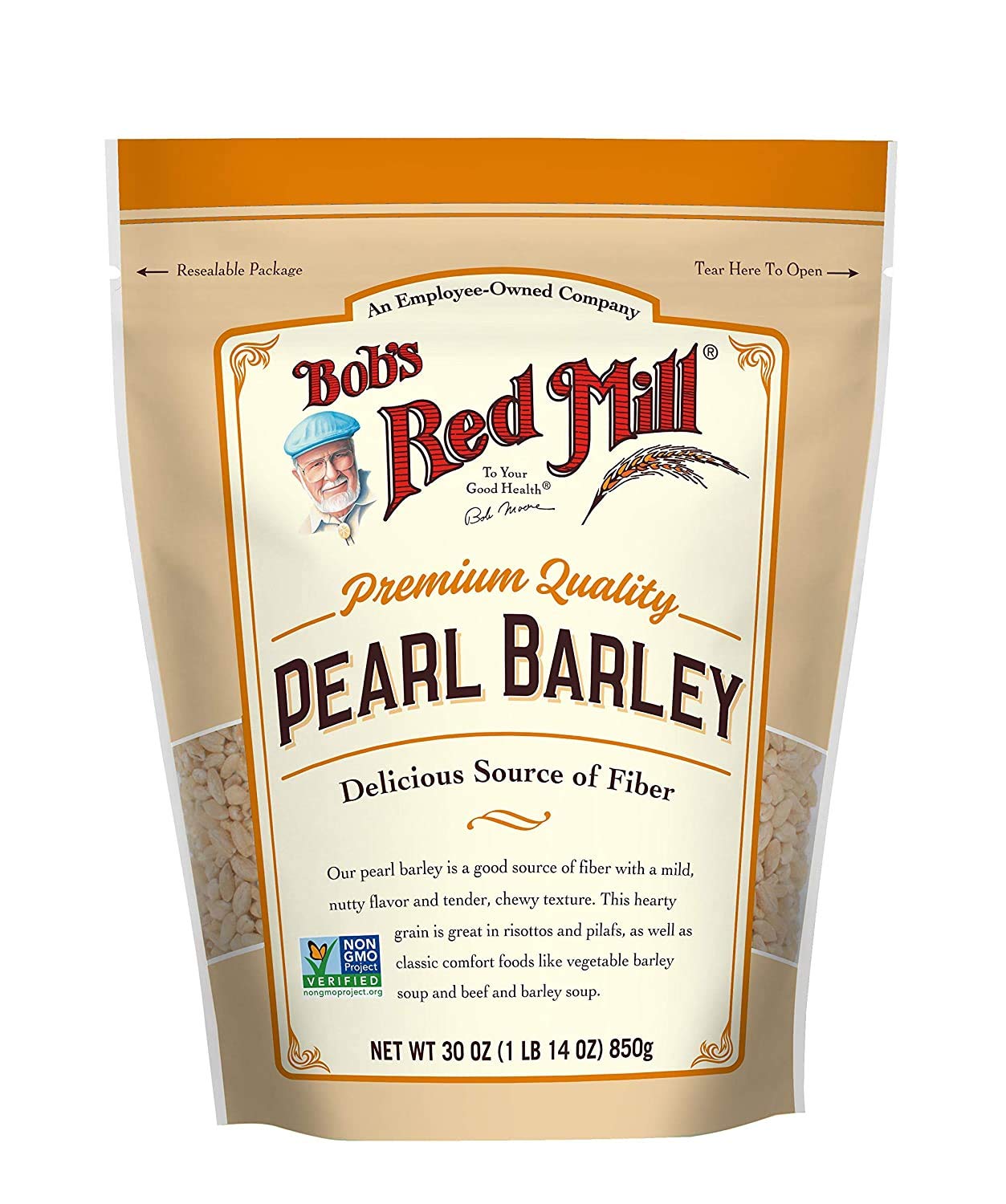 Bob's Red Mill Pearl Barley 30 oz (Pack of 4) - High-Fiber, Quick-Cook Whole Grain for Soups, Risotto & Salads