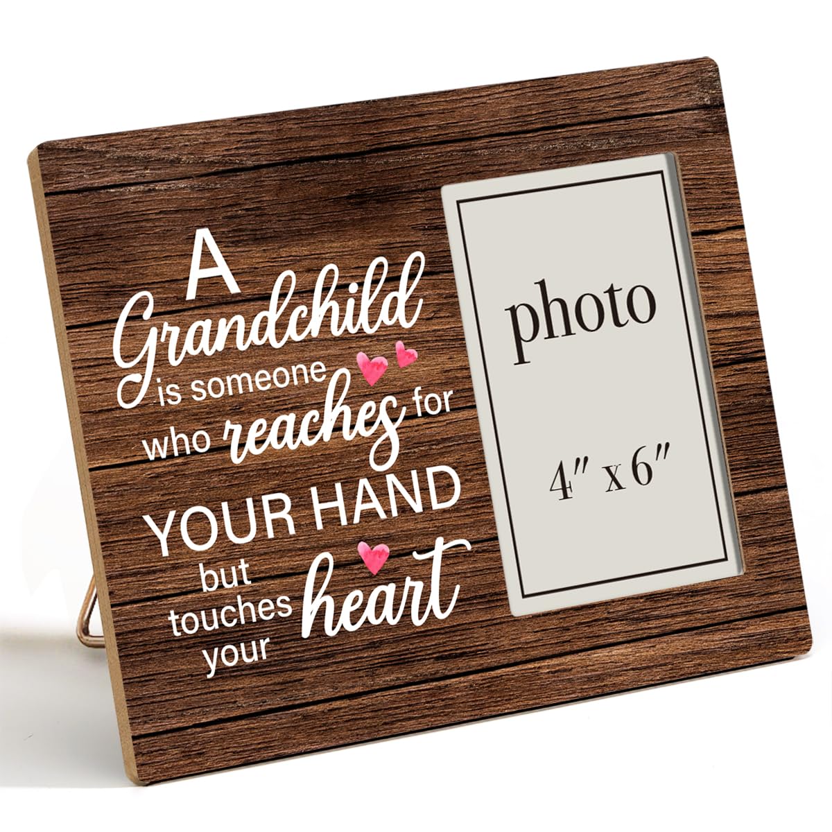 Oqtumes Grandparents Gift Picture Frame From Grandson Granddaughter, Rustic Grandparents Wood Picture Frame 8 x 10 Inches, Wall Mount and Tabletop - 4 x 6 Inch Photo