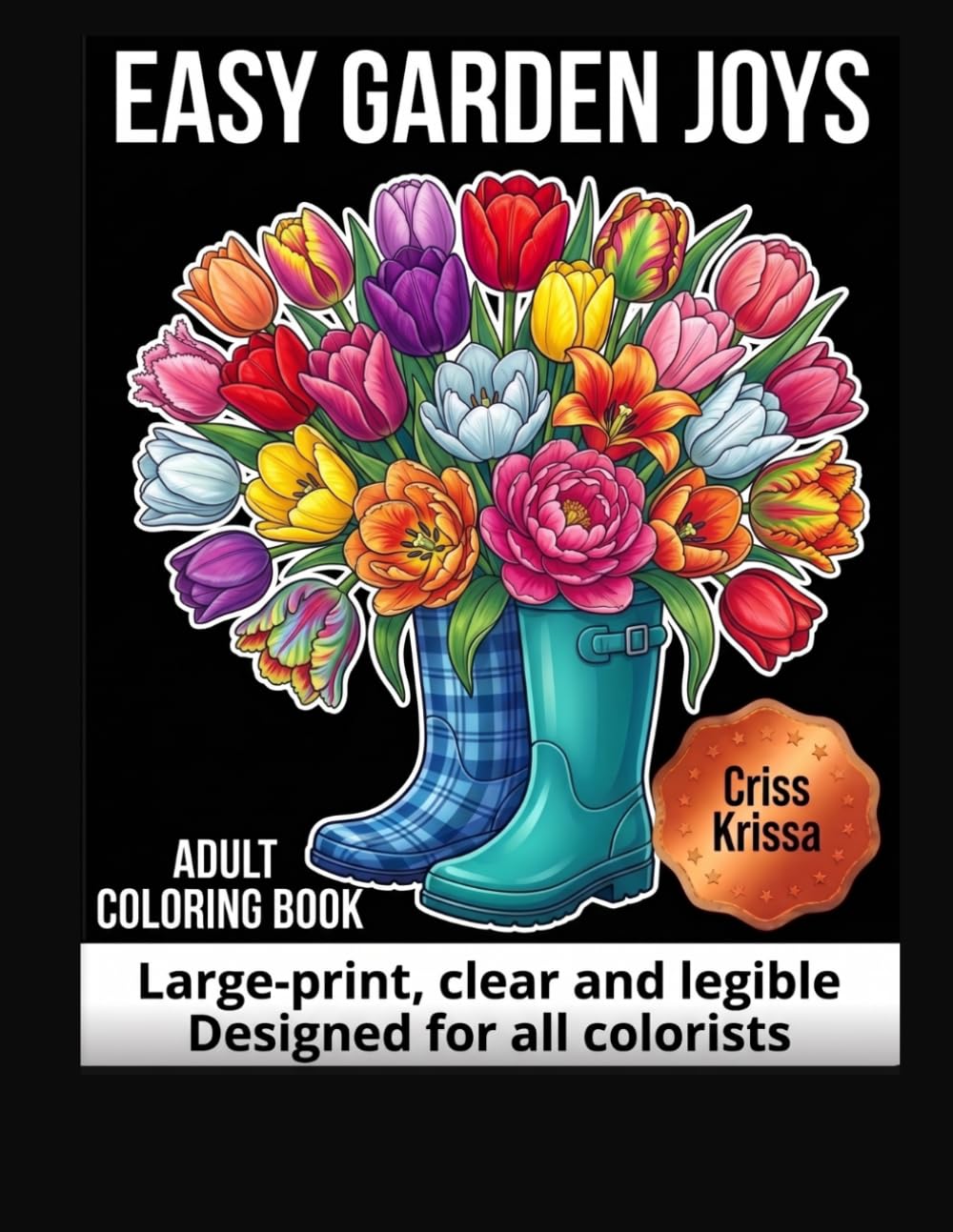 Easy Garden Joys: Large Print Coloring Book for Seniors with Inspiring Quotes