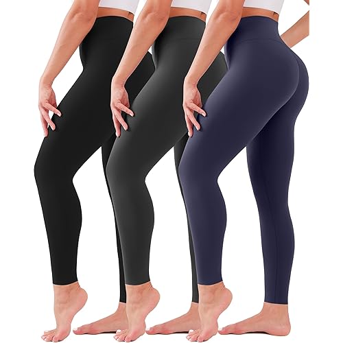 3 Pack Leggings for Women High Waisted No See-Through Tummy Control Soft Yoga Pants Womens Workout Athletic Running Leggings