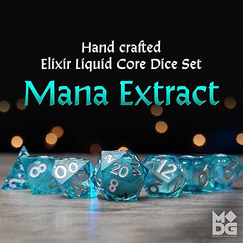 Miniatura 2 de FanRoll by Metallic Dice Games - Juego de dados DND de extracto de maná y elixir de núcleo líquido, dados para juegos de rol para Calabozos