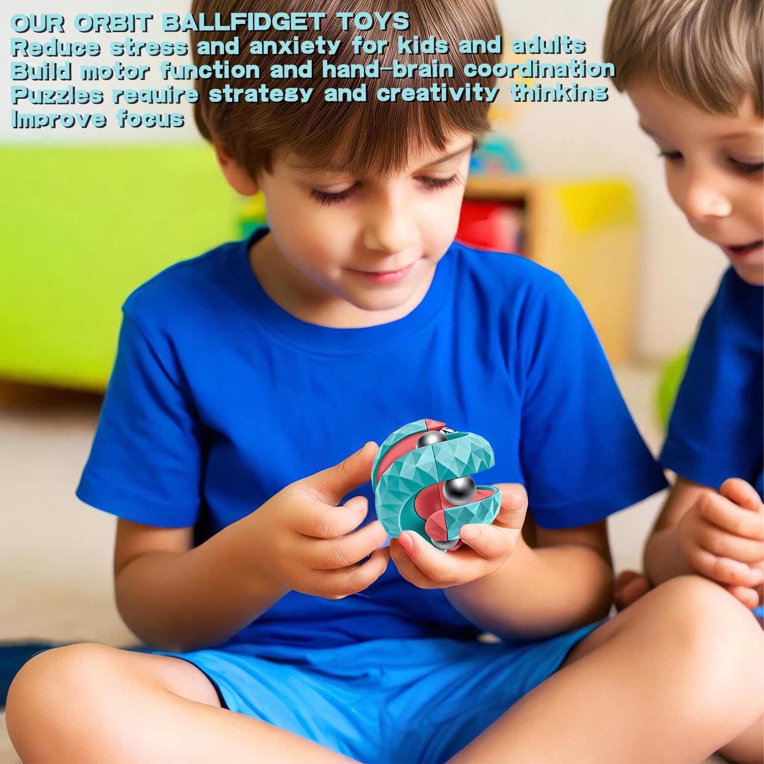Paquete de 6 juguetes de bola de órbita, juguetes giratorios para ansiedad, grandes regalos de fiesta y juguetes creativos para descomprimir, juegos de rompecabezas como regalos para aliviar el estrés 2