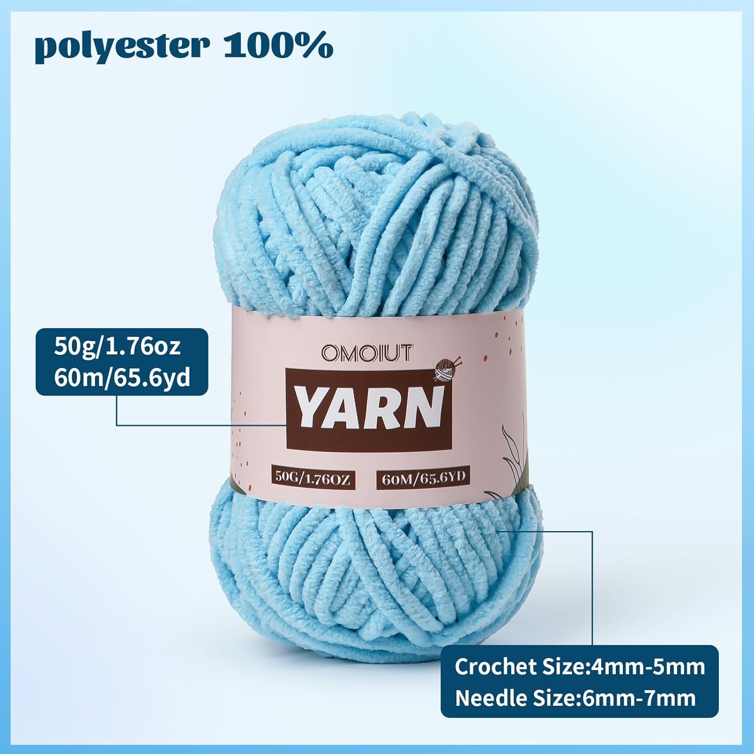 OMoiut Amigurumi-Garn-Set mit 1200 g Häkelgarn, Häkelnadel, Maschenmarkierer, flauschige Füllung, Zubehör, 24 Stück