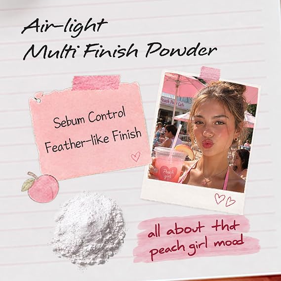 SKINFOOD Peach Cotton Multi Finish Powder 15g - Extract & Calamin Contained Sebum Control Silky Powder for Oily Skin, Stocking Stuffers, Sweet Peach Scent with Baby Skin
