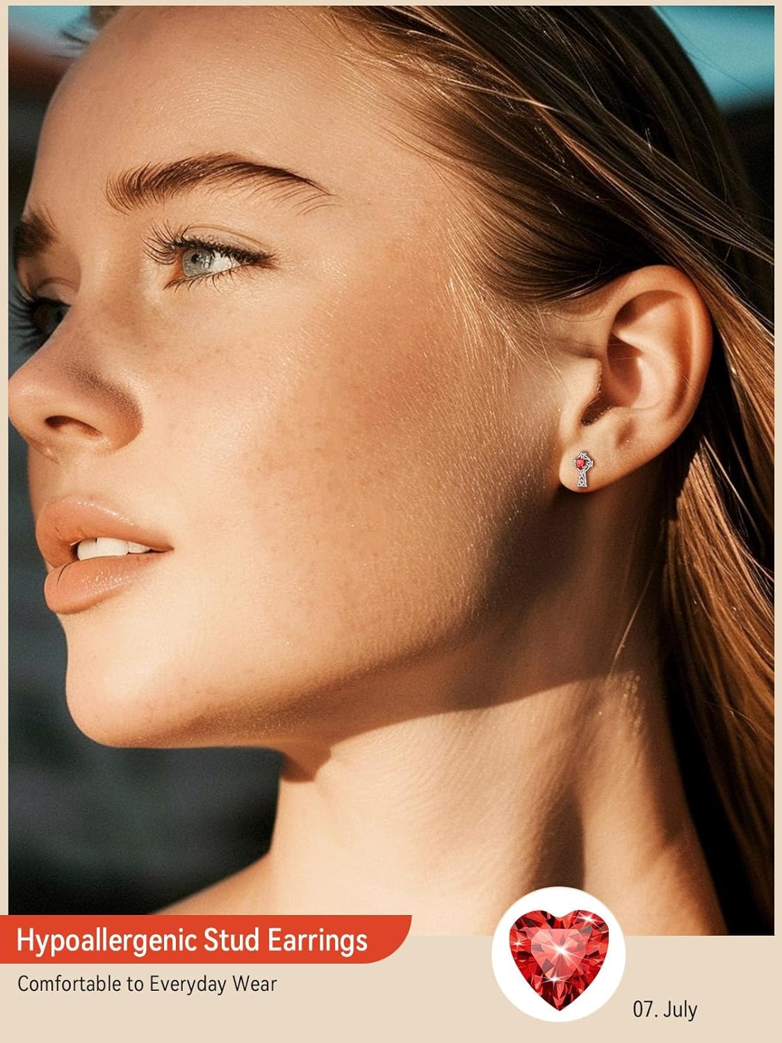 FaithHeart 925 Sterling Silver Birthstone Earrings for Women, Dainty Heart/Princess Cut/Celtic Knot/Cross Birthstone Stud Earrings for Women Pure Silver Birthstone Jewelry Gifts for Mom Daughter Wife - Image 2