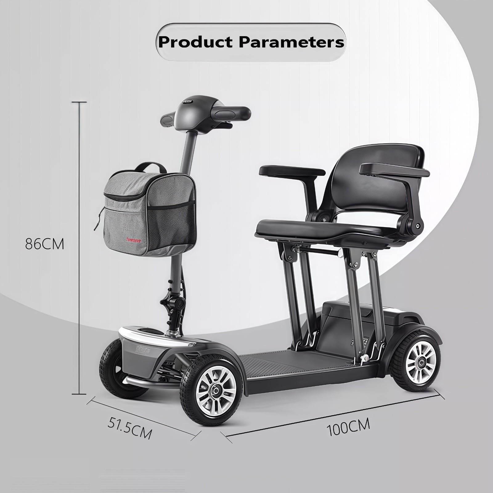 Scooters De Movilidad para Adultos,Scooter De Movilidad Plegable Y Ligero De 4 Ruedas, Equipado con Freno Electromagnético,para Personas Mayores, Adultos Y Personas con Discapacidad.