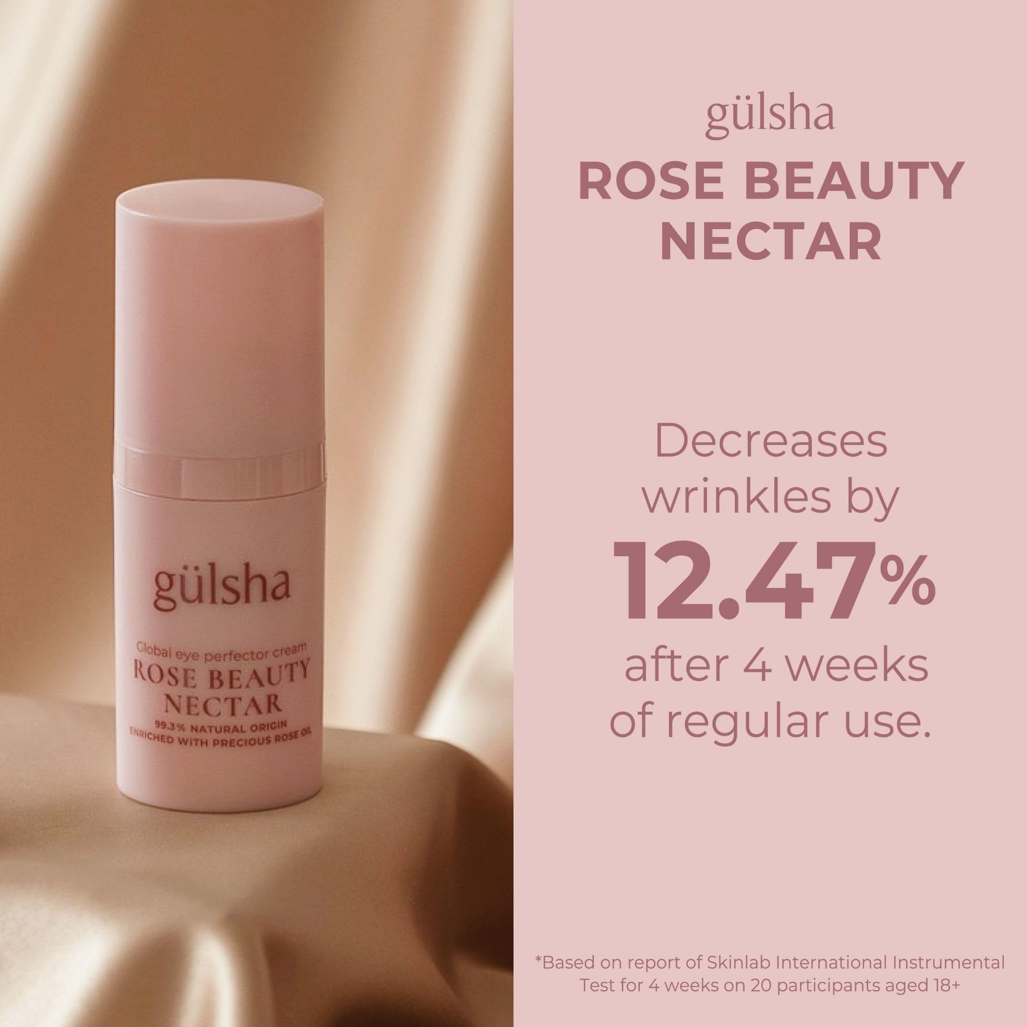 gülsha Rose Beauty Nectar Eye Cream, 15 ml, Anti-Ageing with Retinal, Hyaluronic Acid & Rose Oil, Reduces Wrinkles - Image 4