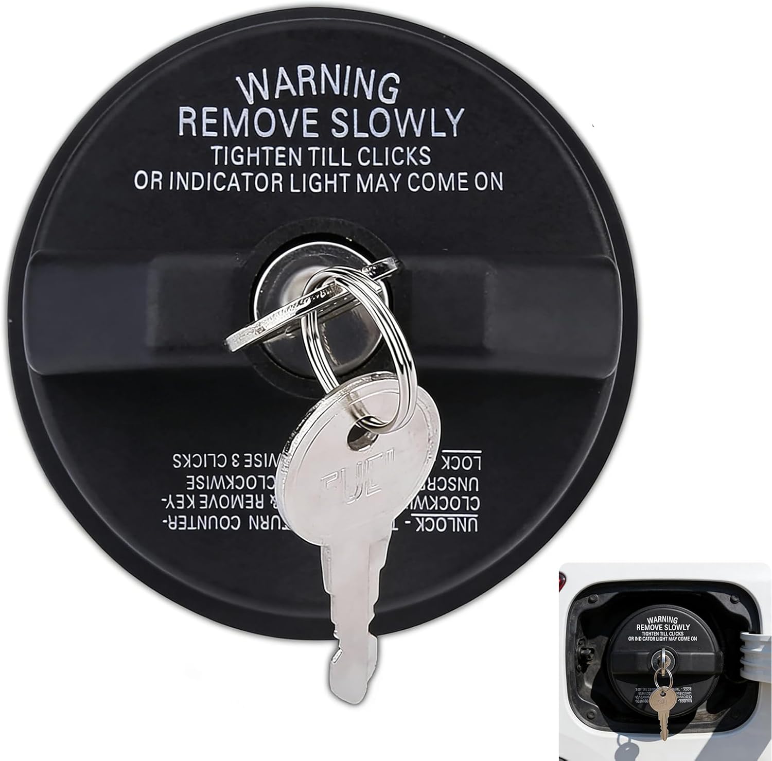 Locking Gas Cap Fuel Tank with 2 Key, ABS Anti-Theft Fuel Tank Lock Cover, Replace #10504 31780 77300-47020, Universal Fuel Tank Cap Lock Compatible with 4Runner Silverado Civic Many Models