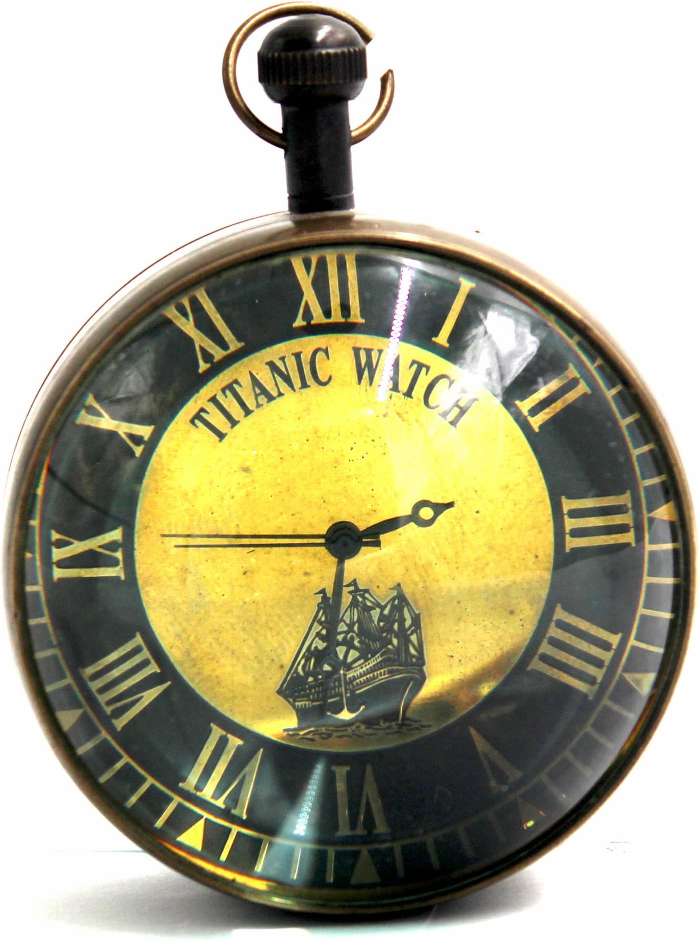 GENERICANTIQUE BRASS 60MM GLASS BALL CLOCK 3"-IB203