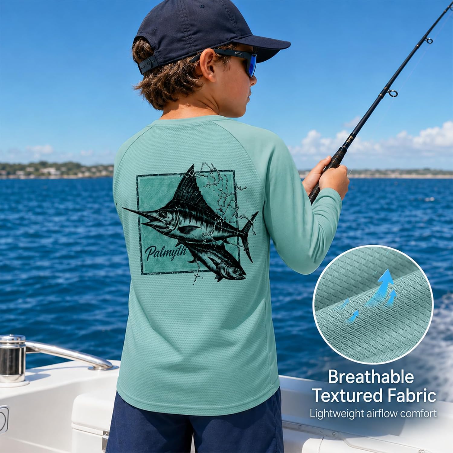 Palmyth Boys Fishing Shirt Long Sleeve Tee UPF 50+ Quick Dry