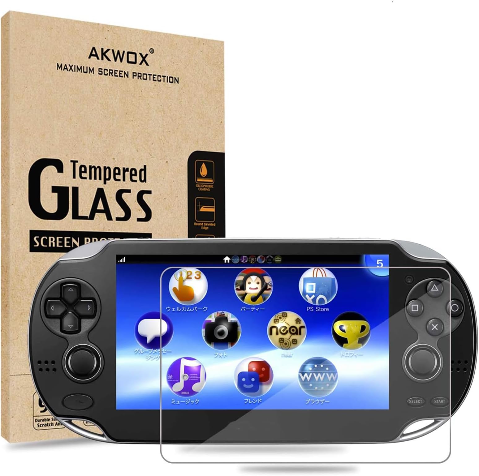 AKWOX (Pack of 2) Screen Protector For PS Vita 1000, Akwox Premium HD Clear 9H Tempered Glass Screen Protective Film For Sony PlayStation Vita PSV 1000-Max Clarity And Touch Accuracy Film