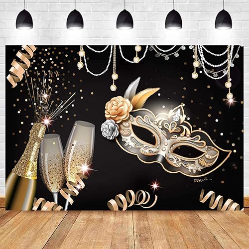 Miniatura 4 de Telones de fondo retro para fiesta de máscaras, máscara dorada y negra, carnaval, cumpleaños, fotografía, telón de fondo, fiesta, Mardi Gras, baile,