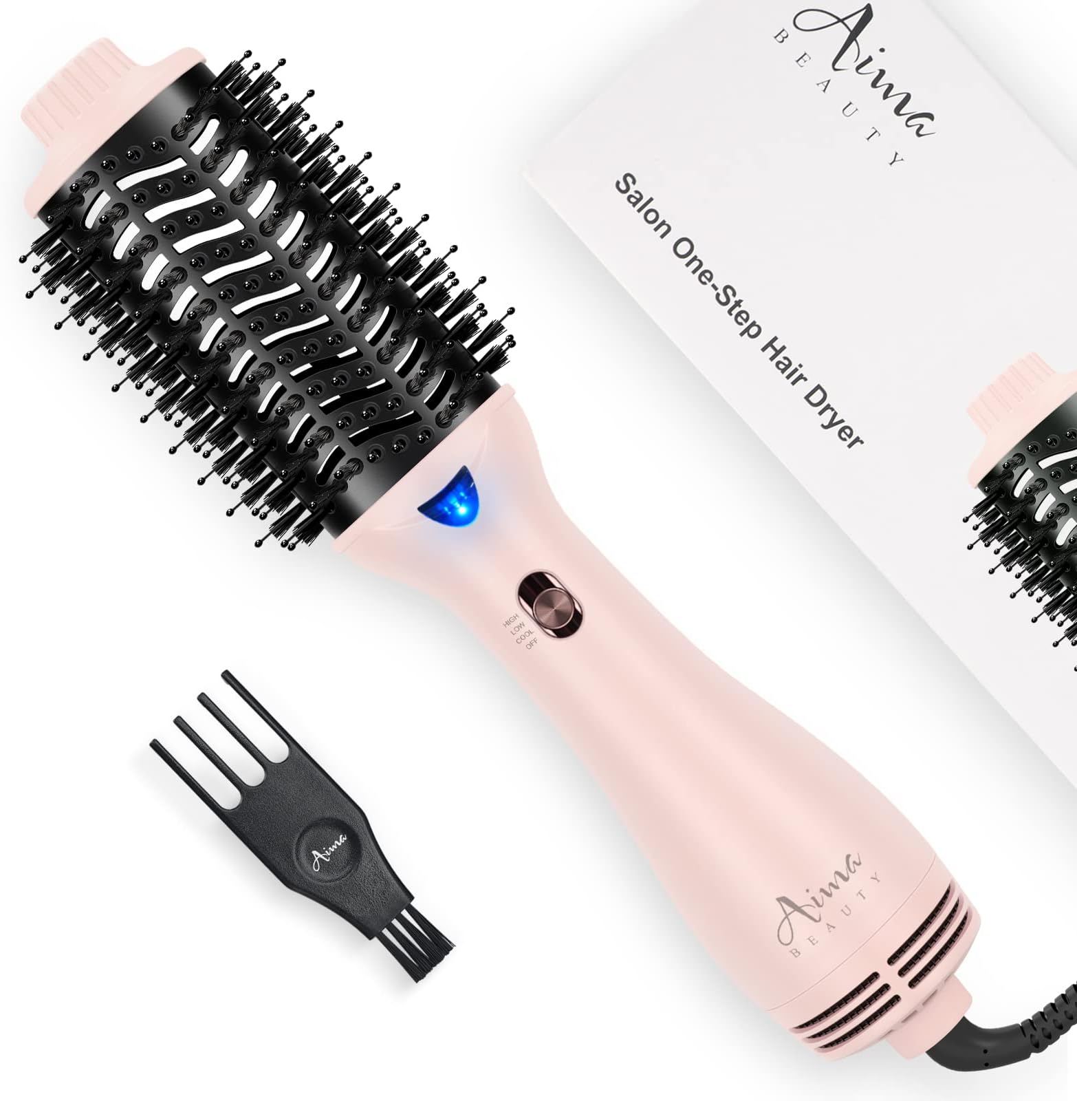 Hair Dryer Brush, Aima Beauty One Step Hair Dryer and Styler Volumizer with Negative Ion for Reducing Frizz and Static, Hair Styling Tools, Pink