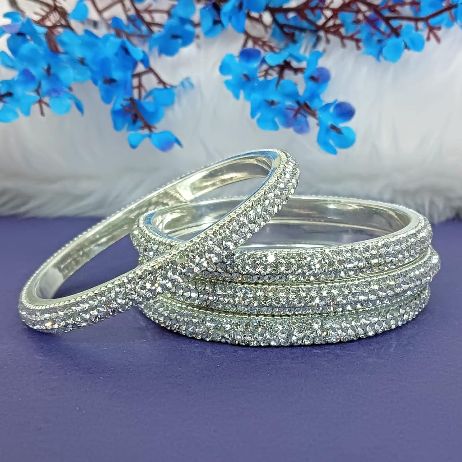Efulgenz Crystal Bangles for Women Indian Rhinestone Bracelet Bangle Set Stone Bangles Wedding Bridal Bracelet Jewellery Bollywood Bangle Set - Image 2